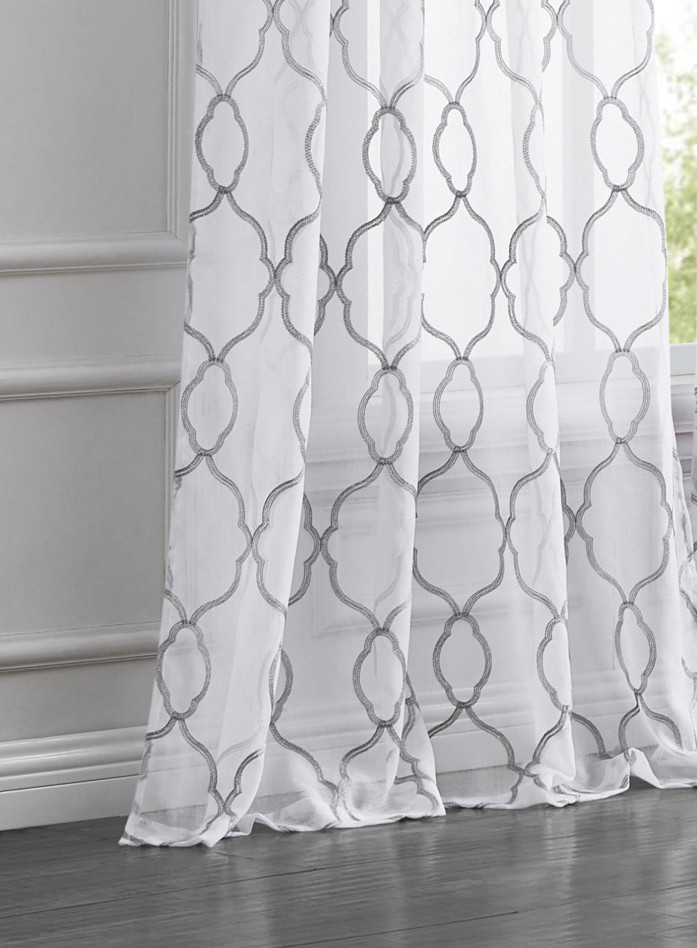 Dainty Home Springfield Contemporary 3D Lurex Embroidered Textured Sheer Grommet Single Panel