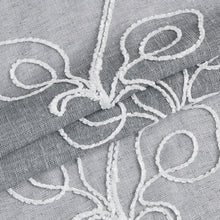 Load image into Gallery viewer, Dainty Home Stella Linen Look Boho Solid Fabric With 3D Floral Chenille Embroidery Light Filtering Grommet Panel Pair
