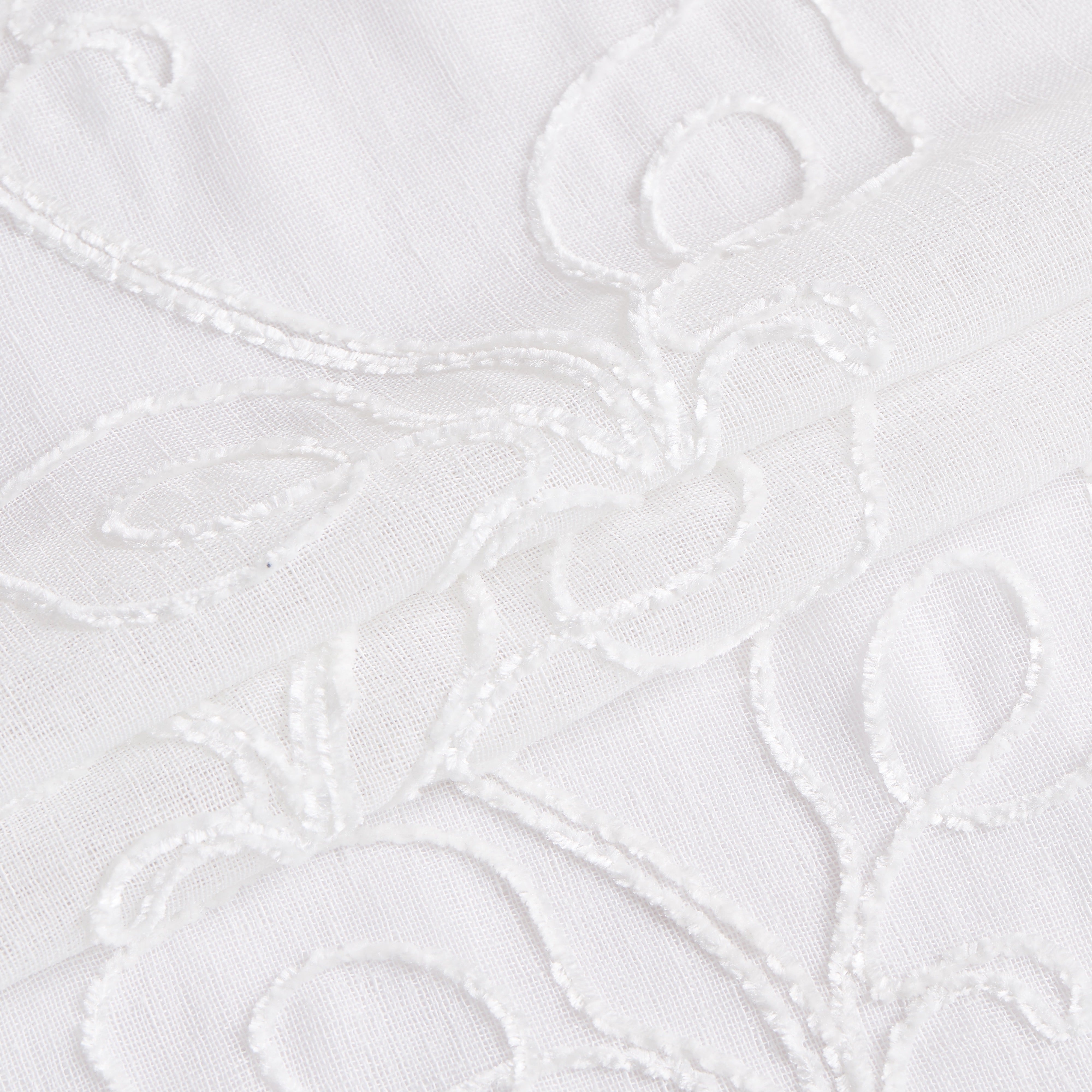 Dainty Home Stella Linen Look Boho Solid Fabric With 3D Floral Chenille Embroidery Light Filtering Grommet Panel Pair