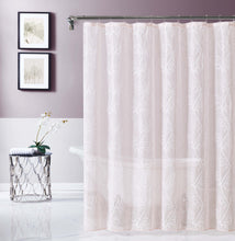 Load image into Gallery viewer, Dainty Home Stella 3D Linen Look Textured Floral 3D Chenille Designed Fabric Shower Curtain

