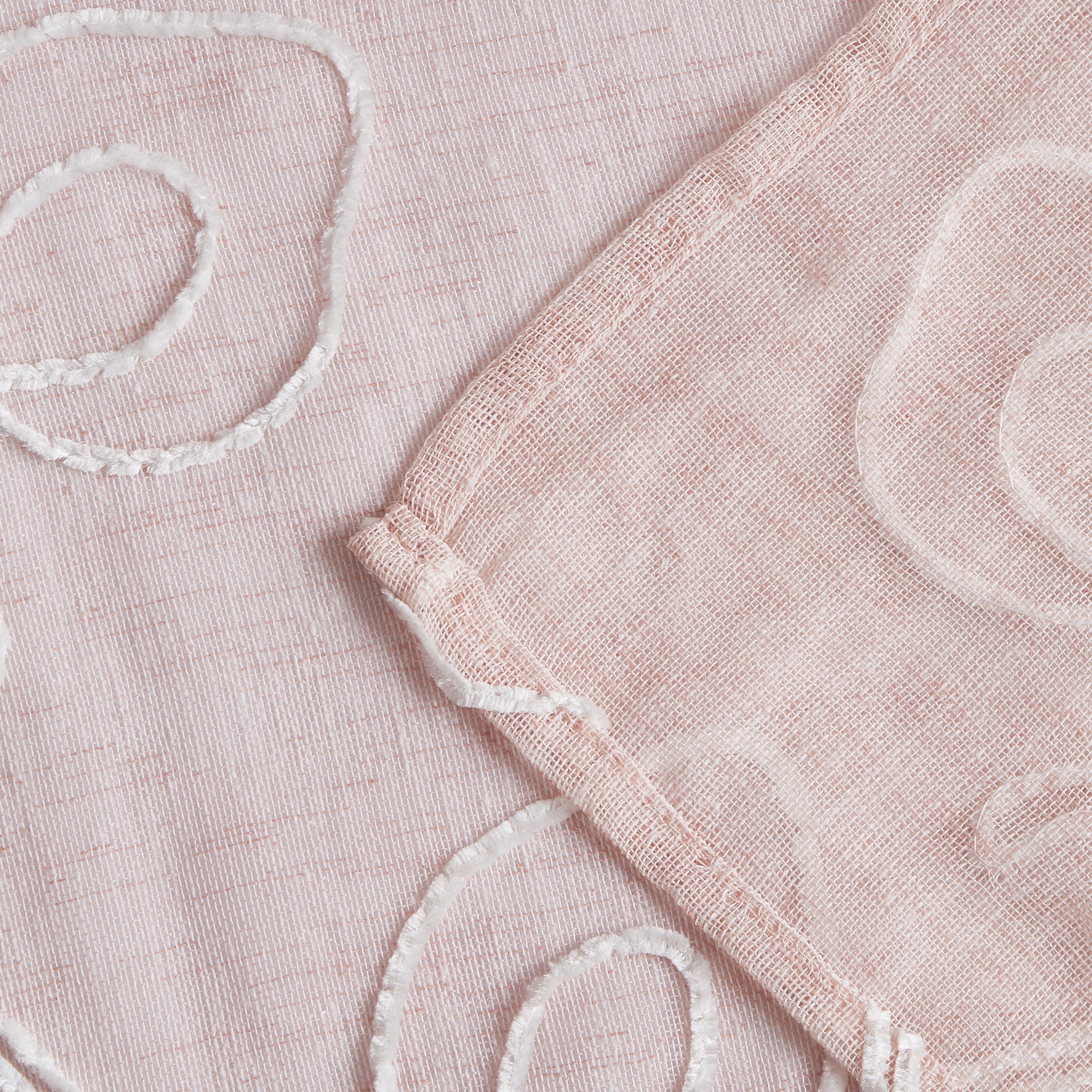 Dainty Home Stella 3D Linen Look Textured Floral 3D Chenille Designed Fabric Shower Curtain