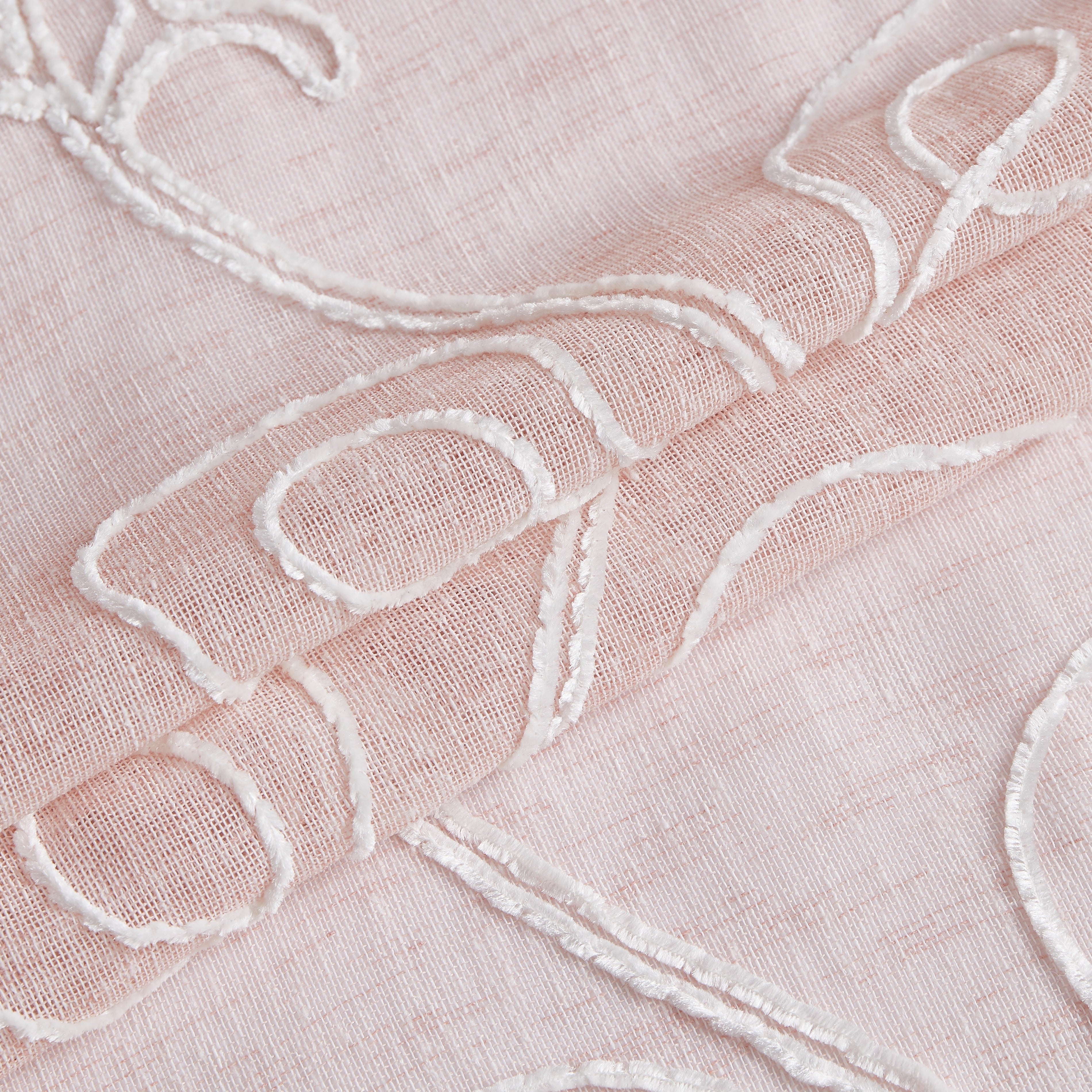 Dainty Home Stella 3D Linen Look Textured Floral 3D Chenille Designed Fabric Shower Curtain
