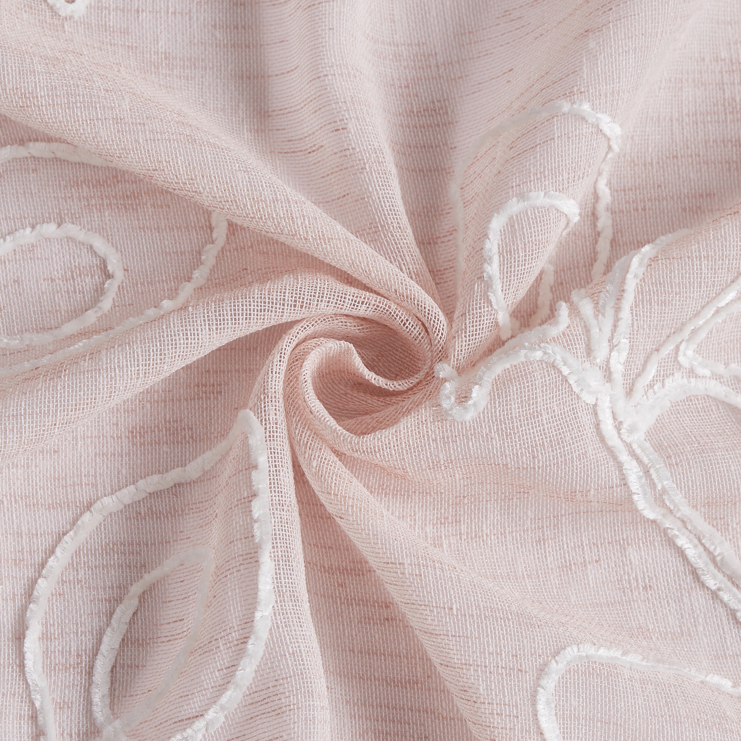 Dainty Home Stella 3D Linen Look Textured Floral 3D Chenille Designed Fabric Shower Curtain