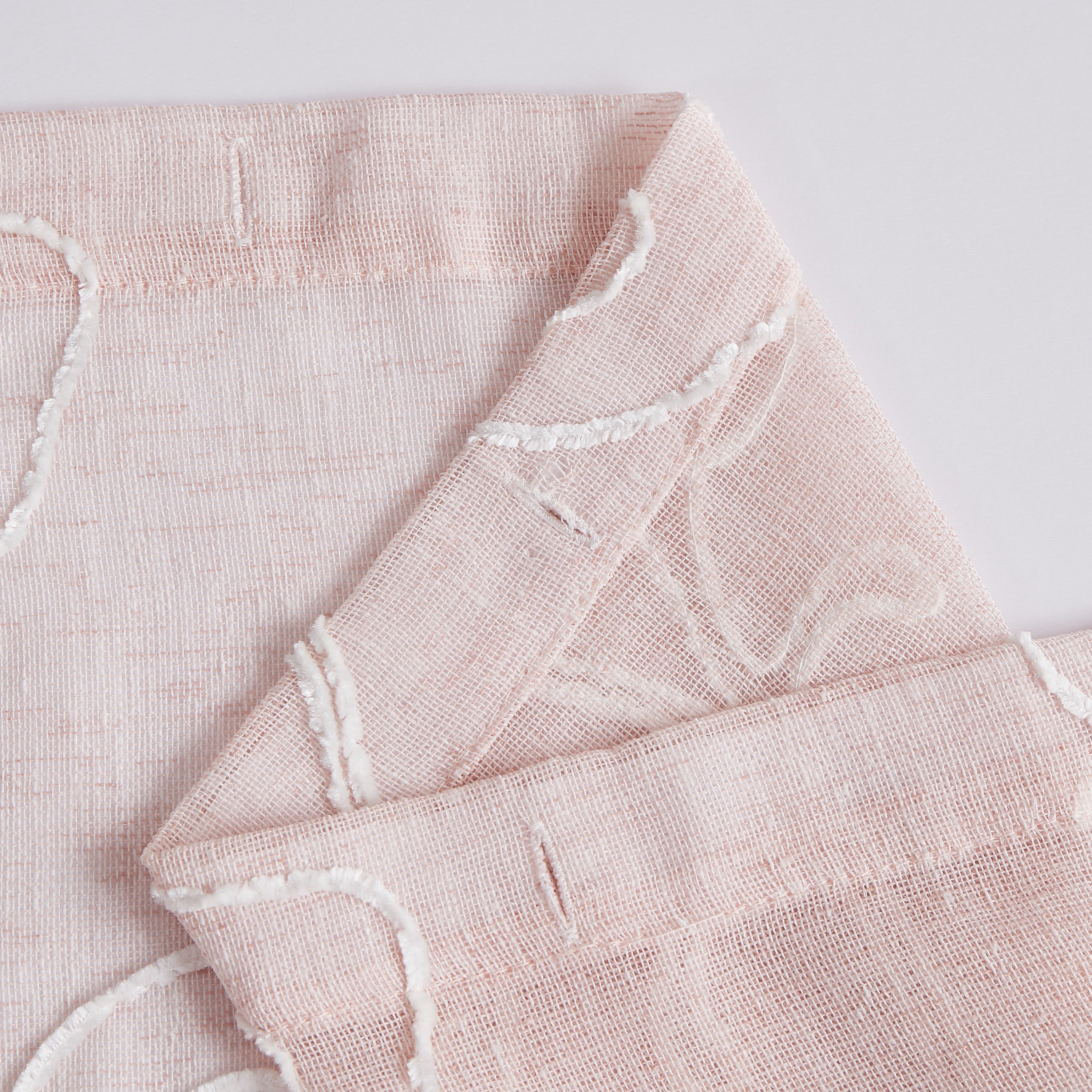 Dainty Home Stella 3D Linen Look Textured Floral 3D Chenille Designed Fabric Shower Curtain