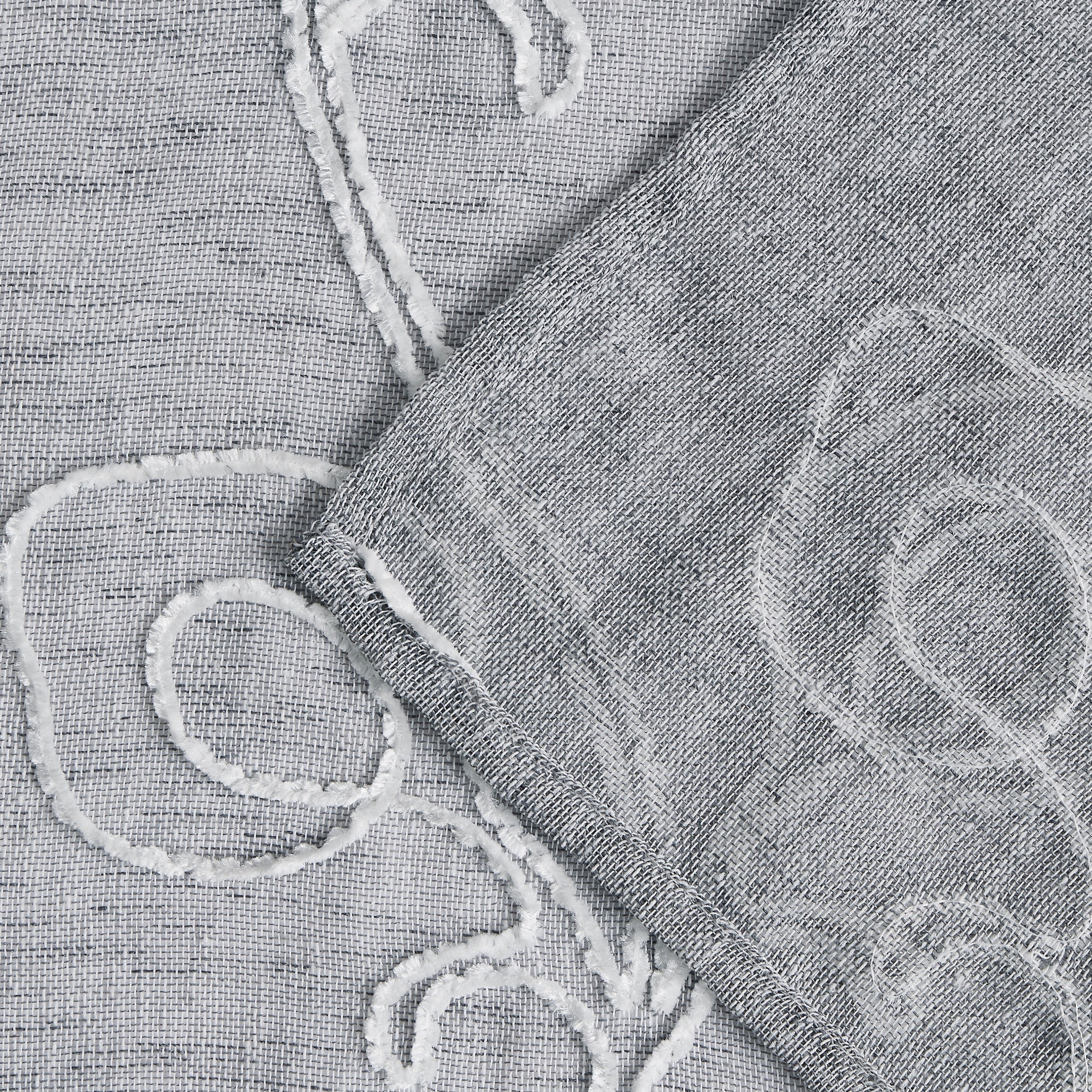 Dainty Home Stella 3D Linen Look Textured Floral 3D Chenille Designed Fabric Shower Curtain