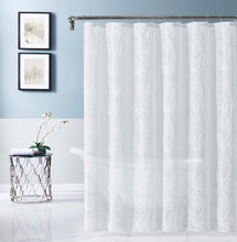 Load image into Gallery viewer, Dainty Home Stella 3D Linen Look Textured Floral 3D Chenille Designed Fabric Shower Curtain
