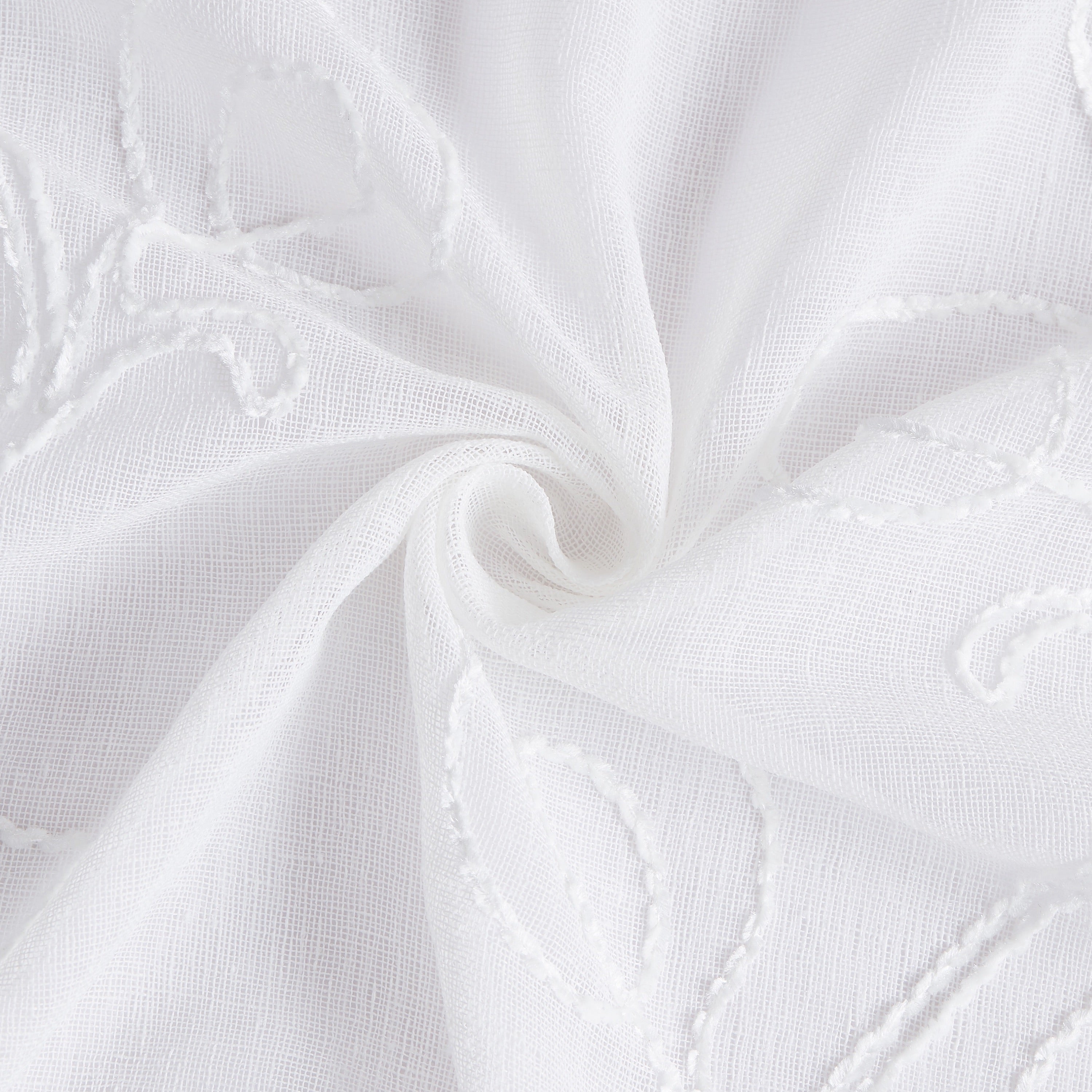 Dainty Home Stella 3D Linen Look Textured Floral 3D Chenille Designed Fabric Shower Curtain