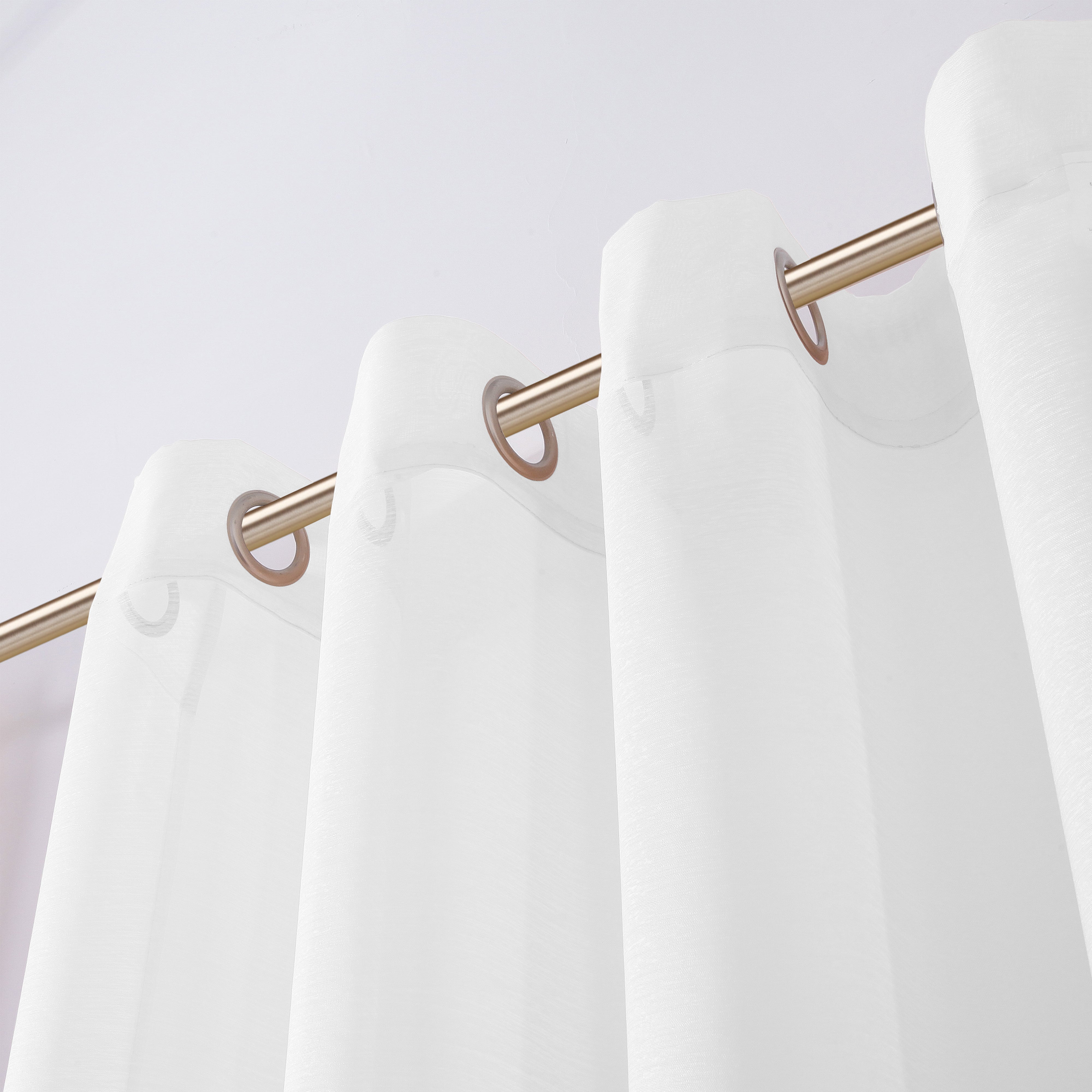 Dainty Home Summer Breeze Boho Solid Semi-Sheer Light Filtering Curtains Set of 4 Panels in White