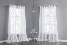 Load image into Gallery viewer, Dainty Home Summerville Boho Linen Look Fabric 3D Embroidered Lurex Geometric Design Set of 4 Window Panels
