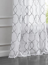 Load image into Gallery viewer, Dainty Home Summerville Boho Linen Look Fabric 3D Embroidered Lurex Geometric Design Set of 4 Window Panels
