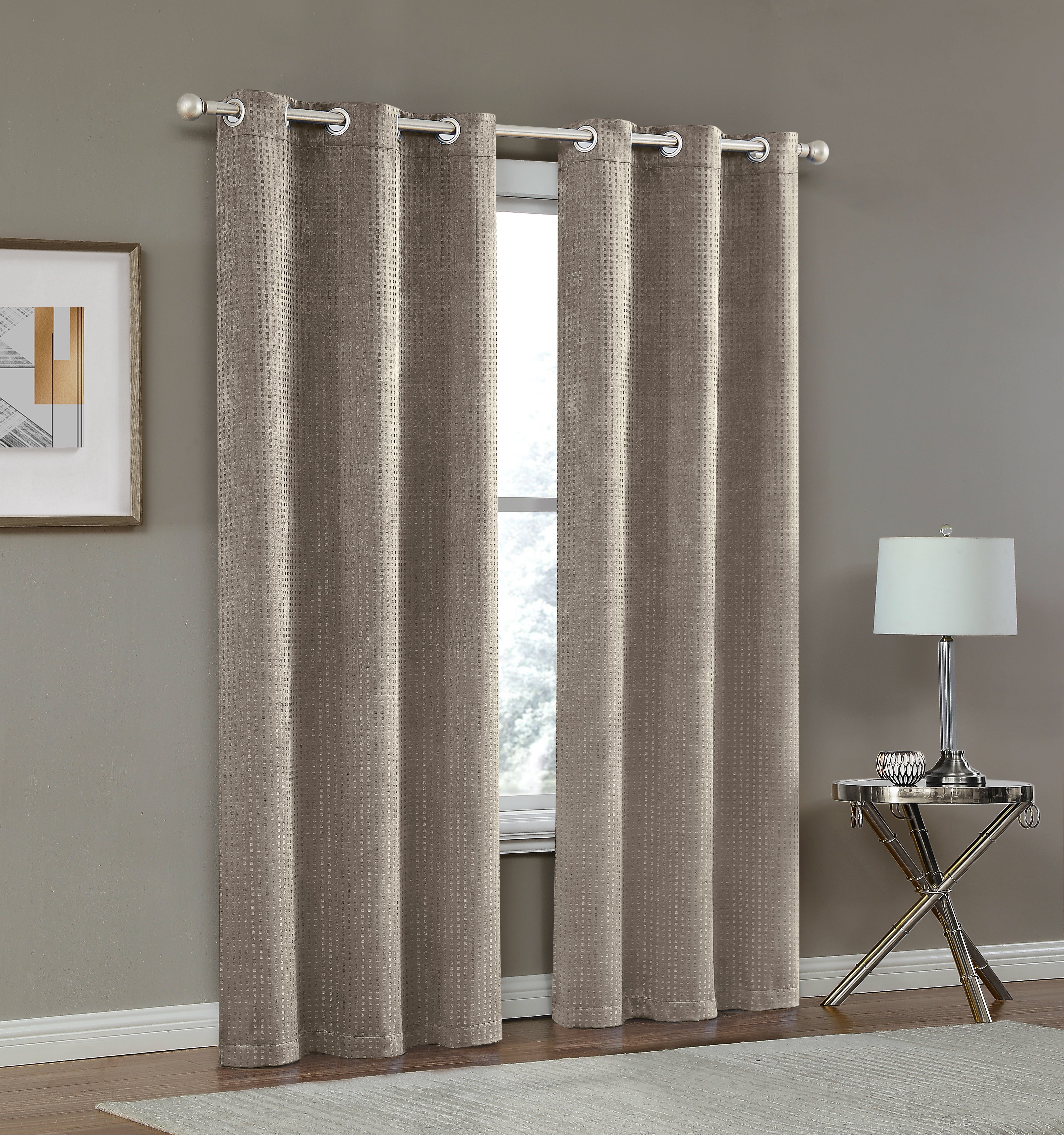 Dainty Home Times Square 3D Woven Basketweave Design Blackout Thermal Insulated Grommet Panel Pair