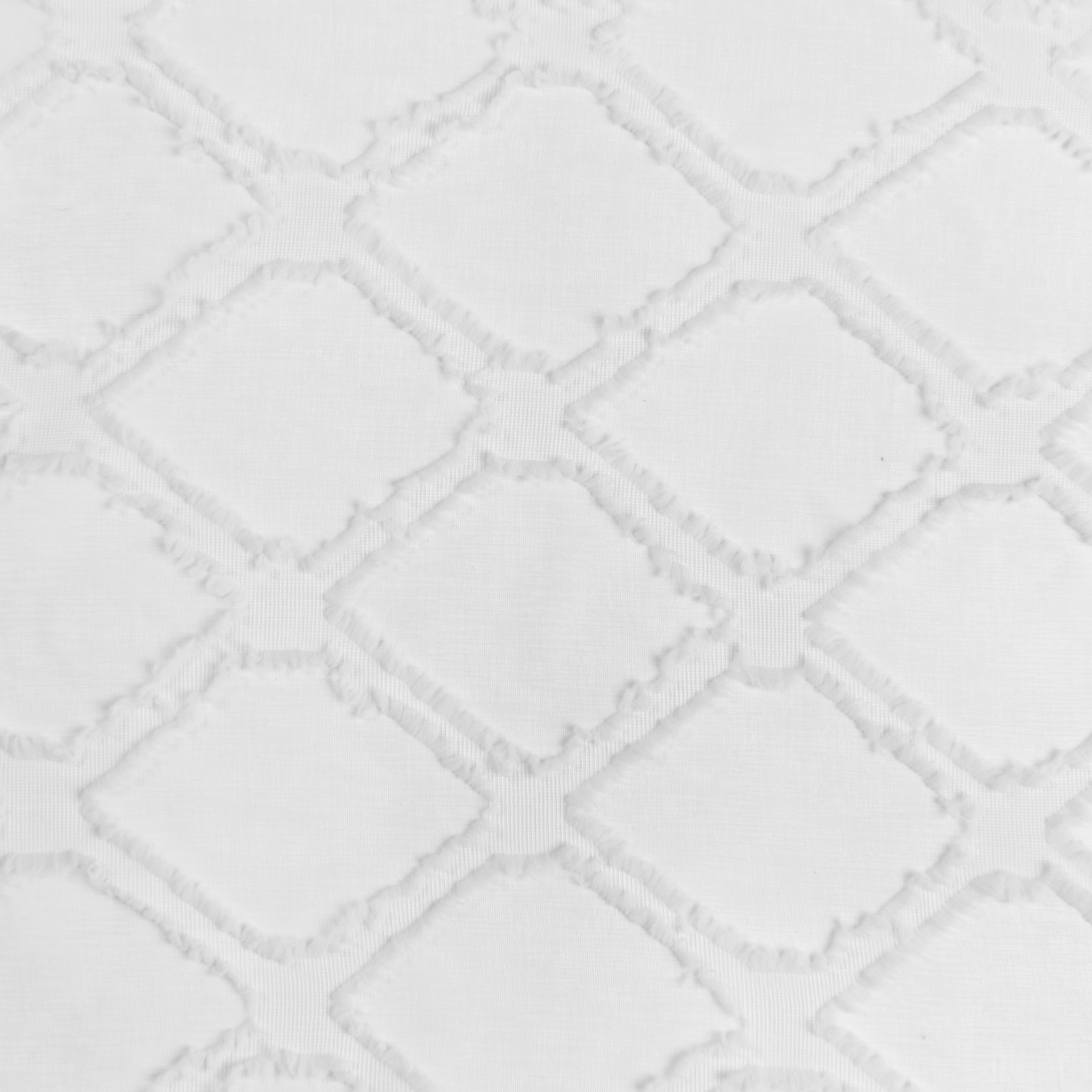 Dainty Home Aurora Modern 3D Chenille Embroidered Diamonds Linen-Look Shower Curtain