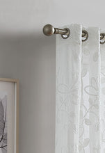 Load image into Gallery viewer, Dainty Home Rita Linen Look Boho Solid Fabric With 3D Floral Chenille Embroidery Light Filtering Grommet Panel Pair
