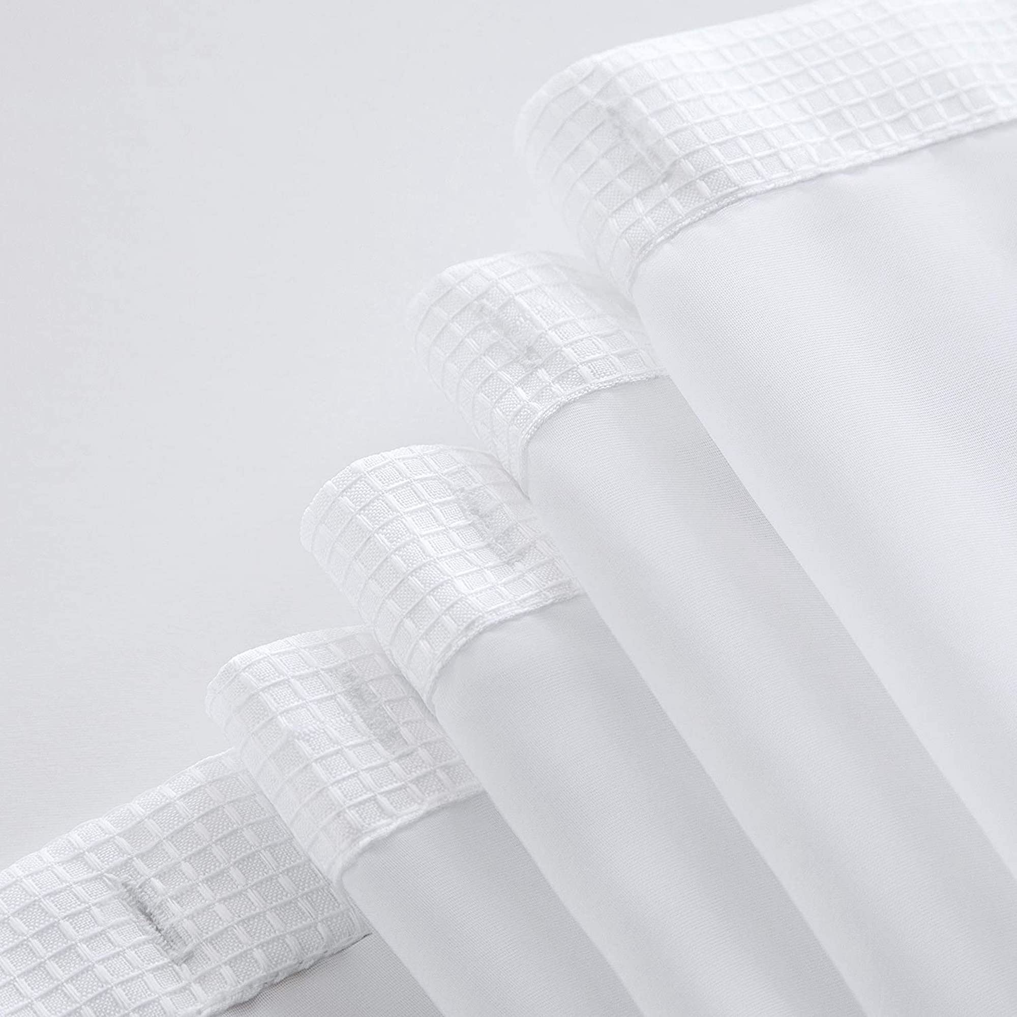 Dainty Home Complete 2 in 1 Waffle Weave Hotel Spa Style Fabric Shower Curtain Snap On/Off Waterproof Detachable Liner Set