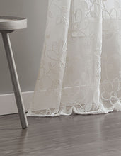 Load image into Gallery viewer, Dainty Home Rita Linen Look Boho Solid Fabric With 3D Floral Chenille Embroidery Light Filtering Grommet Panel Pair
