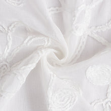 Load image into Gallery viewer, Dainty Home Rita Linen Look Boho Solid Fabric With 3D Floral Chenille Embroidery Light Filtering Grommet Panel Pair
