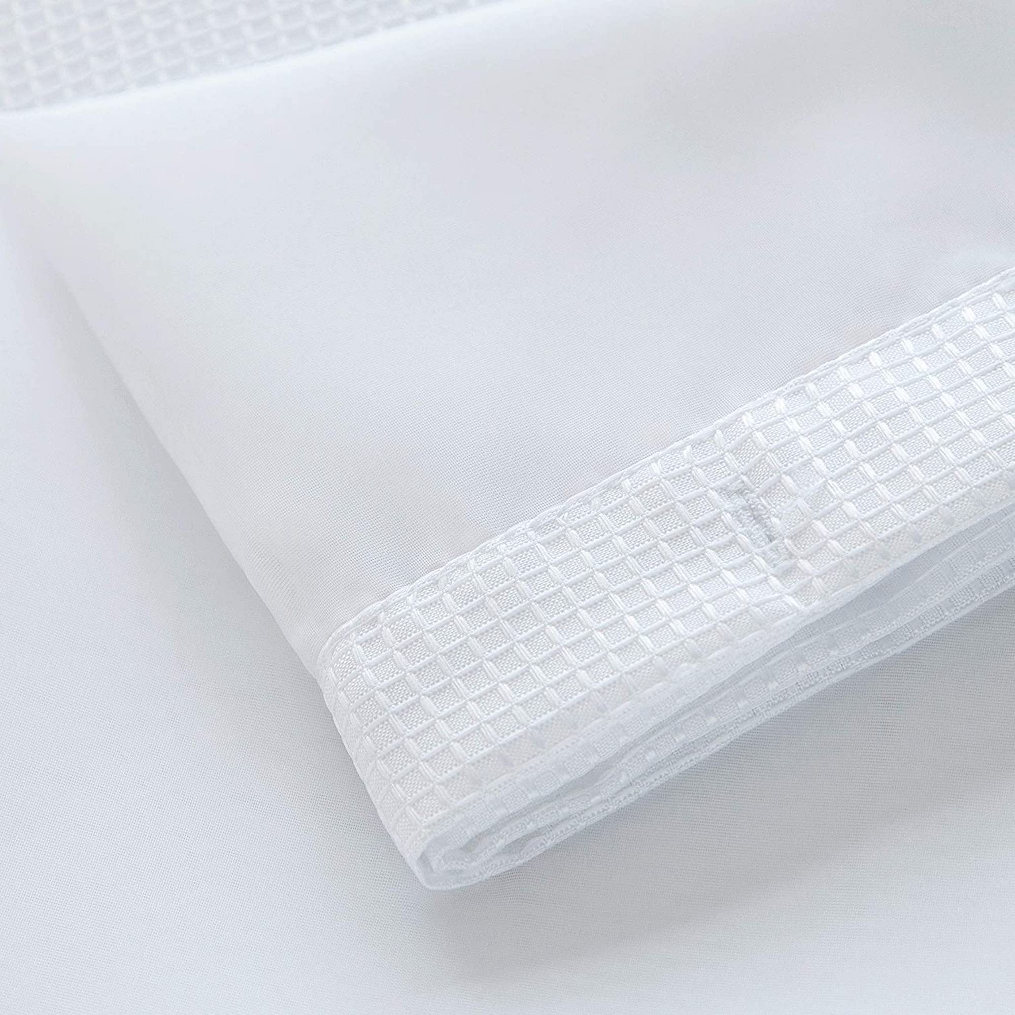Dainty Home Complete 2 in 1 Waffle Weave Hotel Spa Style Fabric Shower Curtain Snap On/Off Waterproof Detachable Liner Set