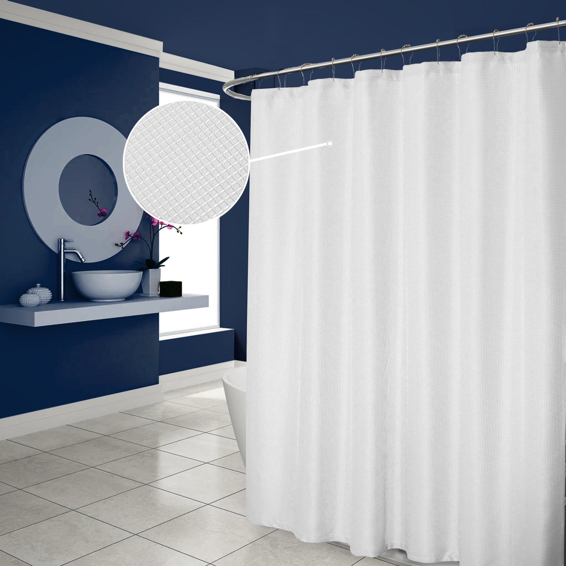 Dainty Home Hotel Collection Waffle Heavy Duty Fabric Waffle Weave Hotel Quality Shower Curtain