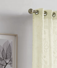 Load image into Gallery viewer, Dainty Home Rita Linen Look Boho Solid Fabric With 3D Floral Chenille Embroidery Light Filtering Grommet Panel Pair
