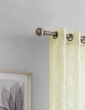 Load image into Gallery viewer, Dainty Home Stella Linen Look Boho Solid Fabric With 3D Floral Chenille Embroidery Light Filtering Grommet Panel Pair
