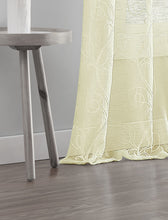 Load image into Gallery viewer, Dainty Home Stella Linen Look Boho Solid Fabric With 3D Floral Chenille Embroidery Light Filtering Grommet Panel Pair
