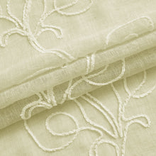 Load image into Gallery viewer, Dainty Home Stella Linen Look Boho Solid Fabric With 3D Floral Chenille Embroidery Light Filtering Grommet Panel Pair
