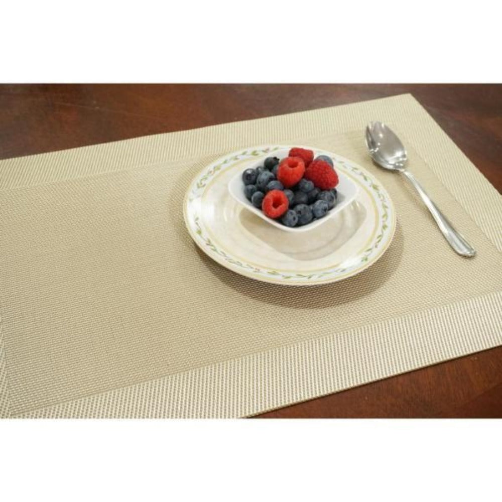 Dainty Home Napa Woven Textilene Crossweave With Solid Geometric Pattern Reversible 12" x 18" Rectangular Placemat