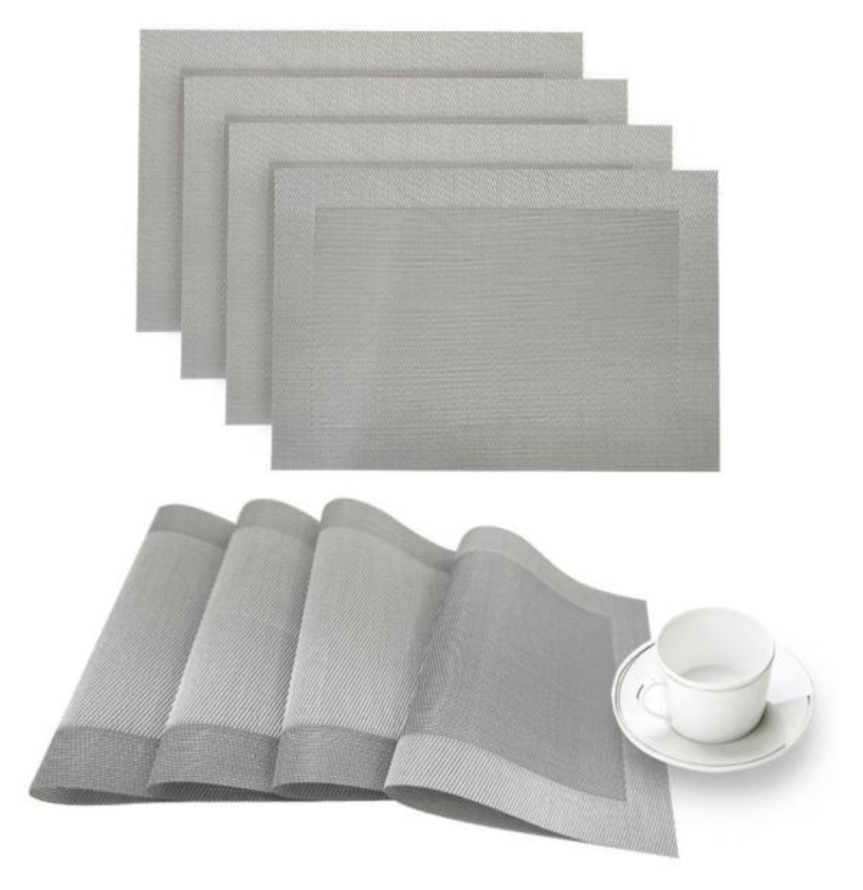 Dainty Home Napa Woven Textilene Crossweave With Solid Geometric Pattern Reversible 12" x 18" Rectangular Placemat