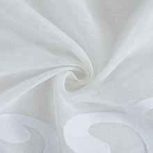Load image into Gallery viewer, Dainty Home Natalie 3D Solid Linen Look Textured Scroll Velvet Appliqué Designed Fabric Shower Curtain
