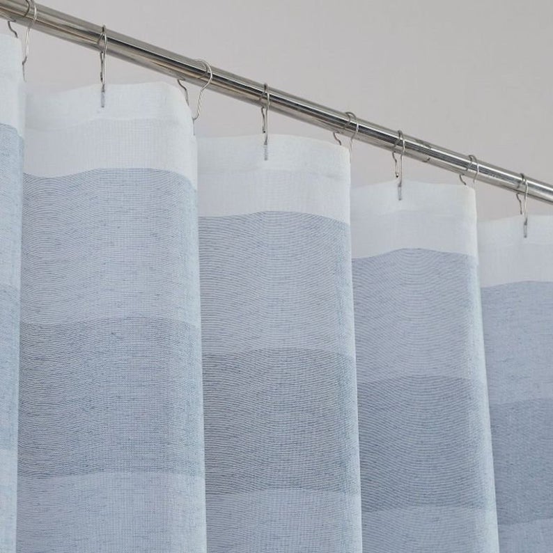 Dainty Home Chelsea Gradient Ombre Linen Look Fabric Textured Gradient Striped Designed Fabric Shower Curtain