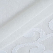 Load image into Gallery viewer, Dainty Home Natalie 3D Solid Linen Look Textured Scroll Velvet Appliqué Designed Fabric Shower Curtain
