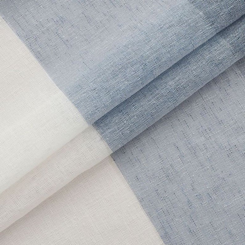 Dainty Home Chelsea Gradient Ombre Linen Look Fabric Textured Gradient Striped Designed Fabric Shower Curtain