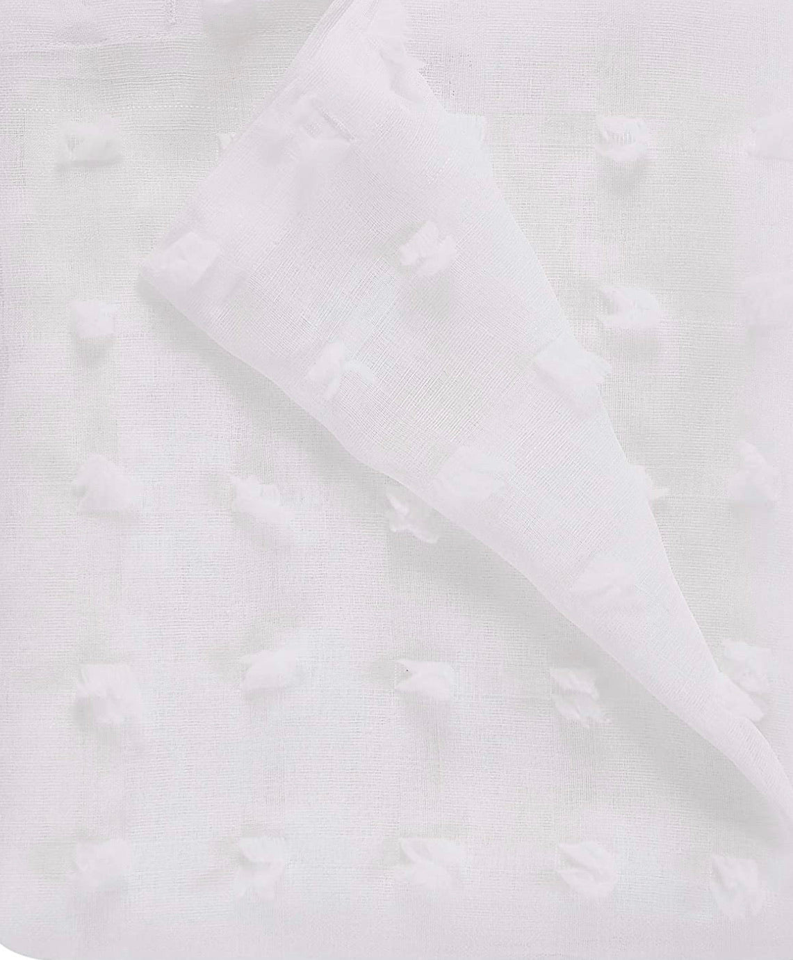 Dainty Home Cut Flower Modern 3D Linen-Look Shower Curtain With 3D Cotton Like Puffs
