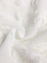 Load image into Gallery viewer, Dainty Home Cut Flower Linen Look Light Filtering Panel Pair With 3D Cotton Like Flower Puffs
