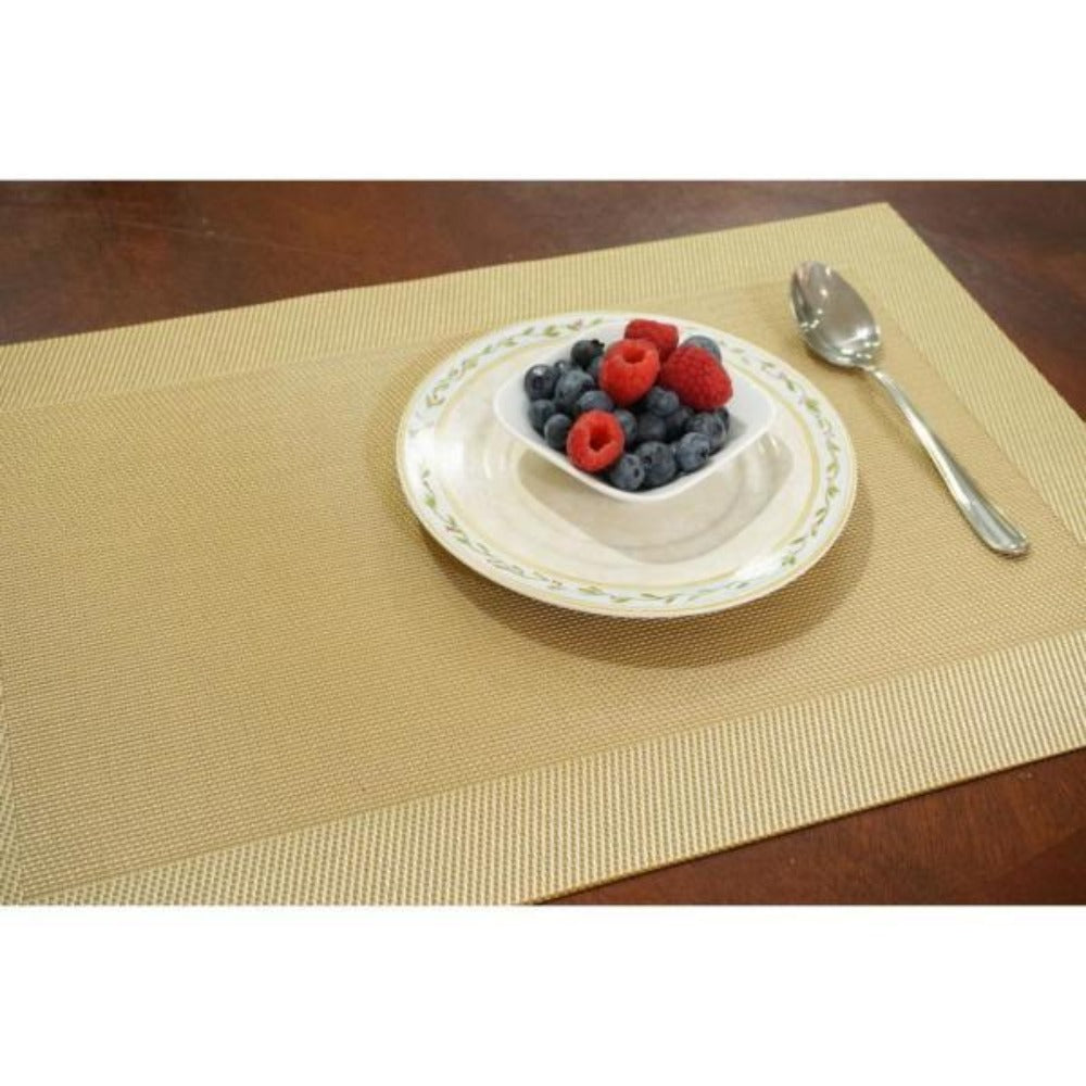 Dainty Home Napa Woven Textilene Crossweave With Solid Geometric Pattern Reversible 12" x 18" Rectangular Placemat